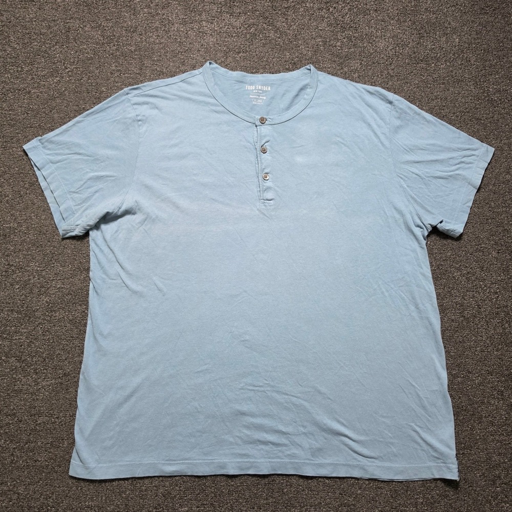 Todd Snyder Henley Shirt Blue Mens XXL Premium Jersey Short Sleeve Luxury USA